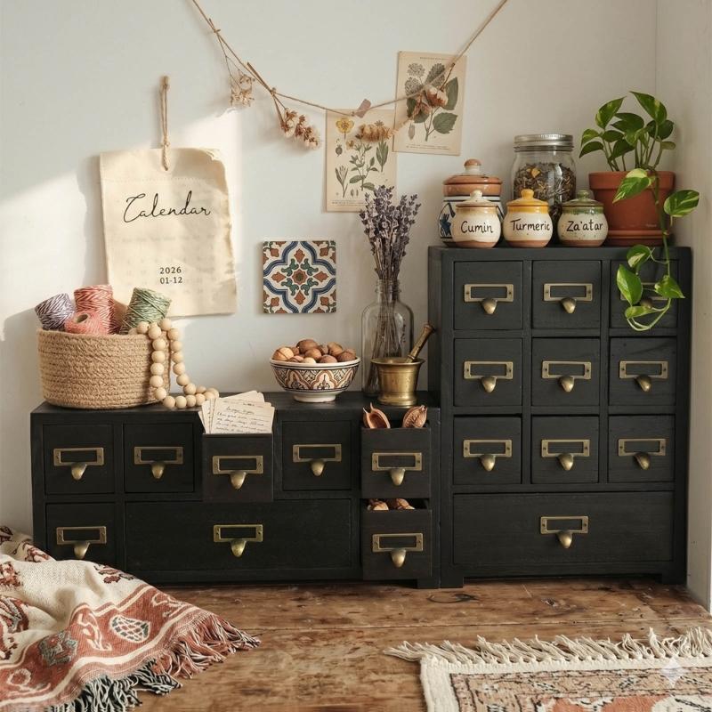Holzaufbewahrungsbox mit 9 Schubladen für Homeoffice und Bastelzimmer Platzsparende Schreibtischorganizer