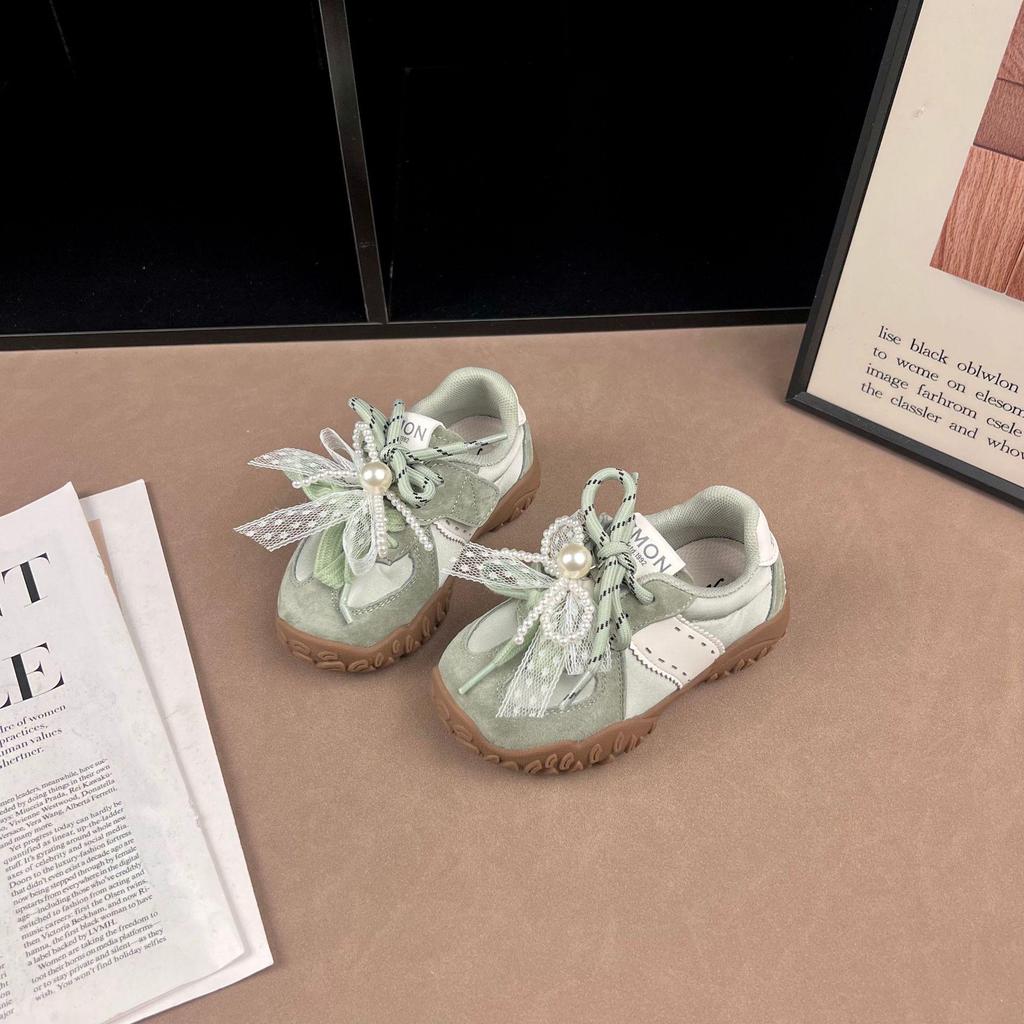 2026 Spring Girls' Non-slip Bowknot Pearl Princess Sports Shoes – Lightweight & Versatile