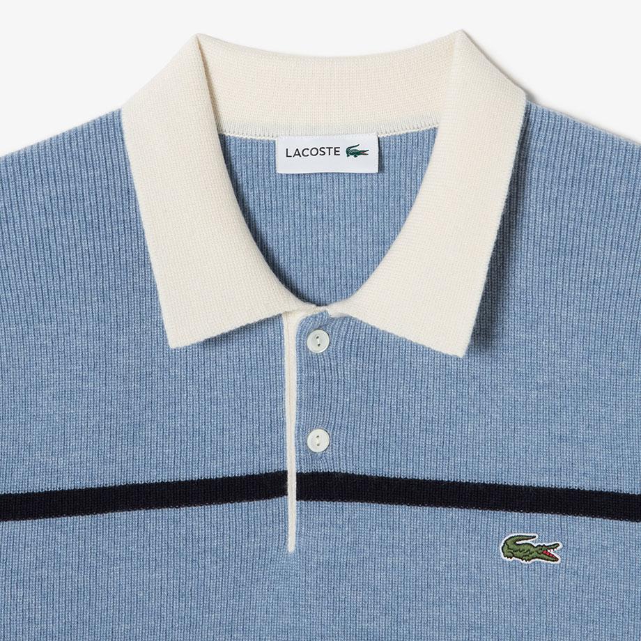 [Lacoste] Men's Rib Knit Rugby Sweater Polo Shirt AH405E-55NHBP