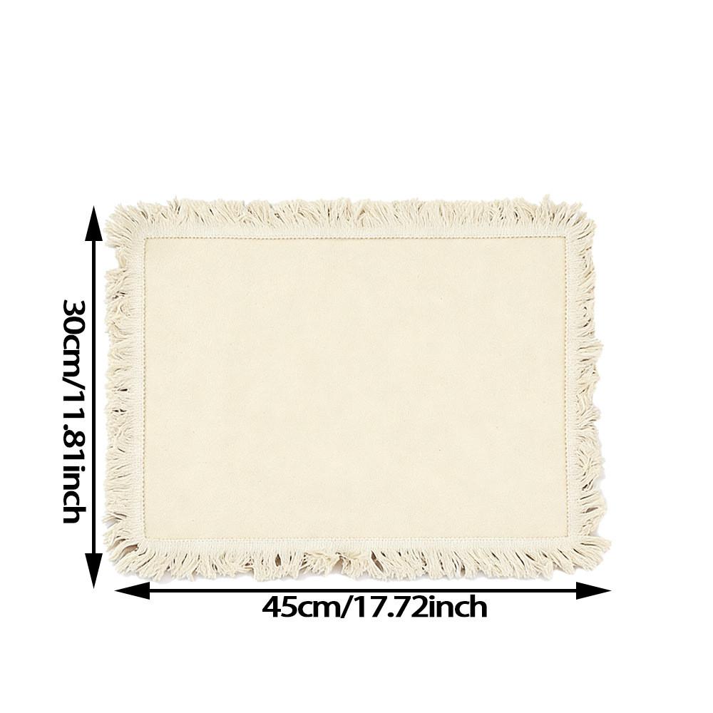 Nordic Solid Color Cotton Linen Placemat With Fringes For Dining Table Decor