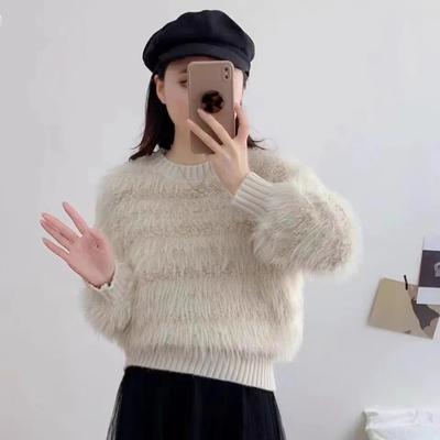 Fashionable Tassel Pullover New Autumn and Winter Knitted Sweater Loose Lazy Thick Top Round Neck Sweater