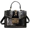 Feminine Leather PU Bag with Studs Shoulder Bag with Shoulder Strap with High-quality Metal Lock Small Square