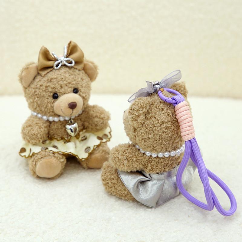 Søt Teddybjørn Dukke Liten Di Plysjleke Nøkkelring Ryggsekk Anheng Dekorasjon Gave