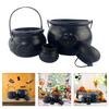 Pack Of 4 Large Black Witch Cauldron Kettles, MultiSize Candy Holders for Halloween & Patrick's Day Party Decors