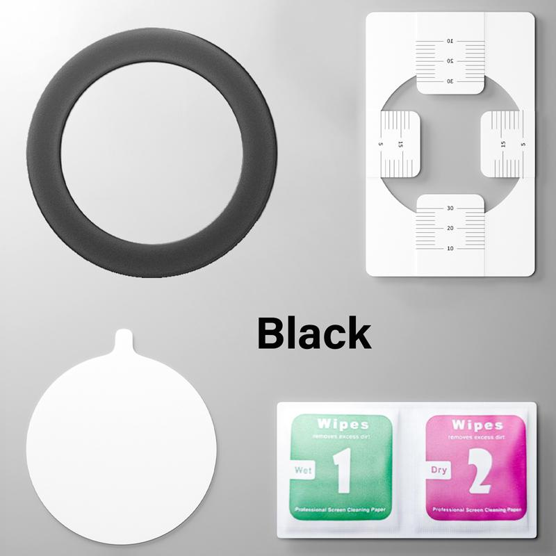 Piastra Magnetica Universale in Plastica per Ricarica Wireless Magsafe Anello Magnetico Staffa Magnetica Supporto per Telefono da Auto con Set di Pulizia