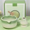 2 Pcs Matcha Making Kit Gradient Color Waved Rim Design Matcha Bowls and Ceramic Tea Whisk Stand Heat Coldness Resistant Tea Set