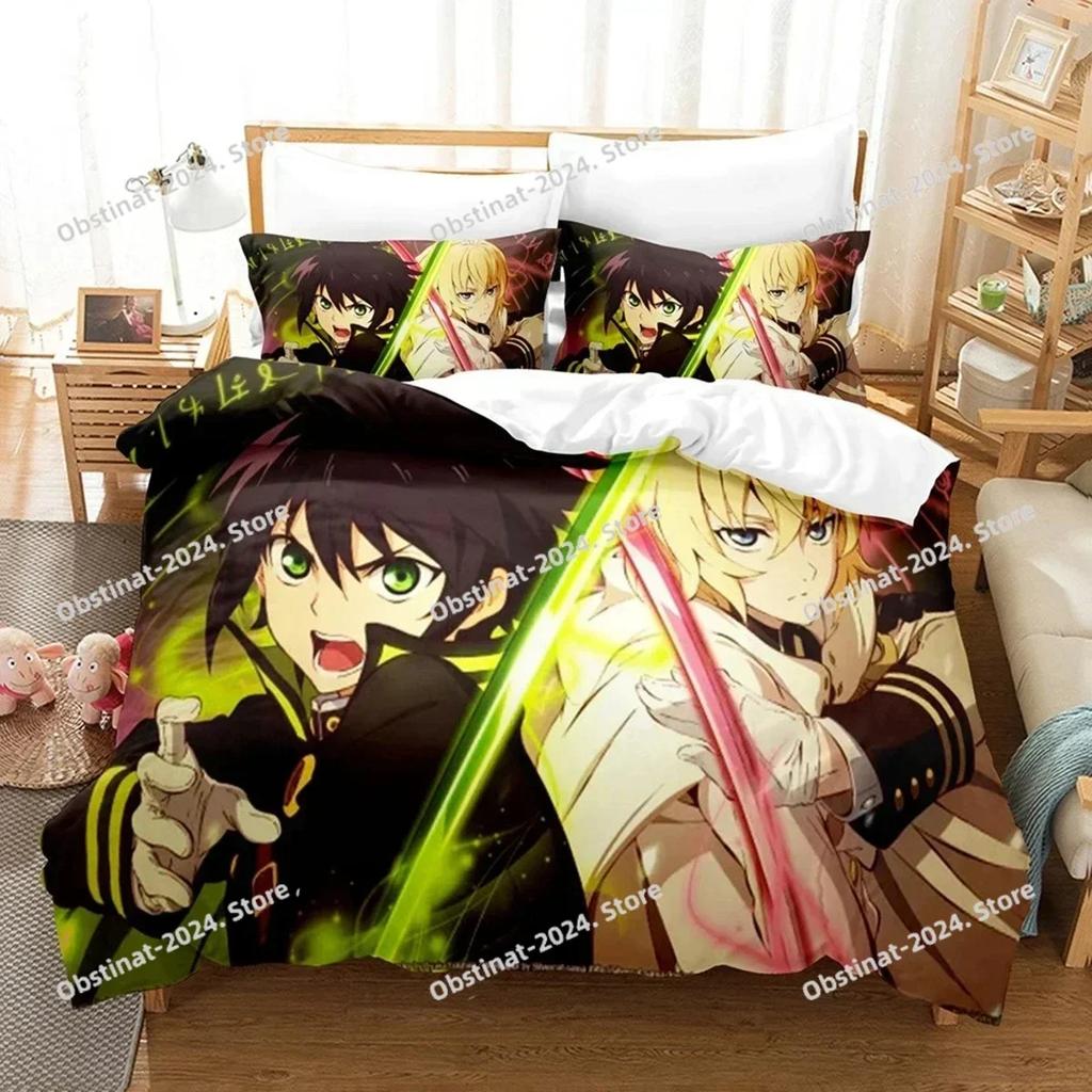 Anime Seraph of the End Mikaela Bedding Set Printed single Comforter Quilt Duvet Cover Pillow Case 3 Pieces Sets Kids Adult Size