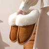 Autumn Winter Warm Flat Fur Slippers Women Faux Suede Fluffy Furry Home Slides Men Comfort Non Slip Indoor Floor Cotton Shoes