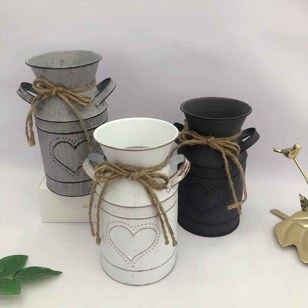 Metal Vase Garden Flower Bucket Artificial Arrangement Flower Rack Home Gardening Accessories Retro Metal Handicrafts Home Decor
