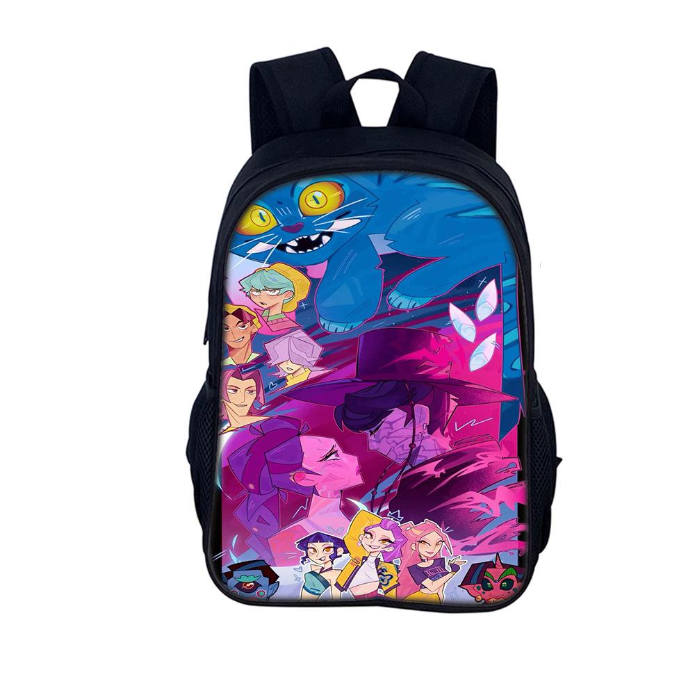 Rucsac cu imprimeu Kpop Huntrix, stil de 16 inch, pentru elevi de școală primară și gimnazială (Grup de fete vrăjitoare)