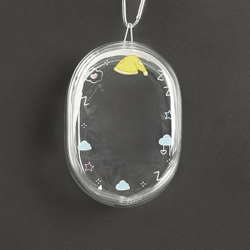 Cotton Oval Plush Dolls Storage Bag PVC Transparent Organizer Box Outdoor Display Bag With Keychain Schoolbag Pendant