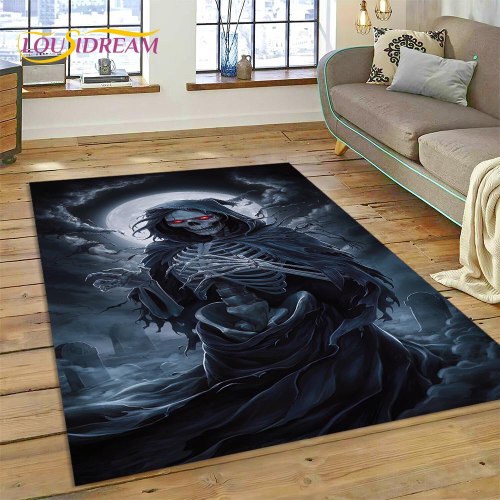 Style Gothic Horror Character Skull Ghost Spirit Carpet Rug for Bedroom Living Room Home Sofa Decoration, Decor Floor Mat