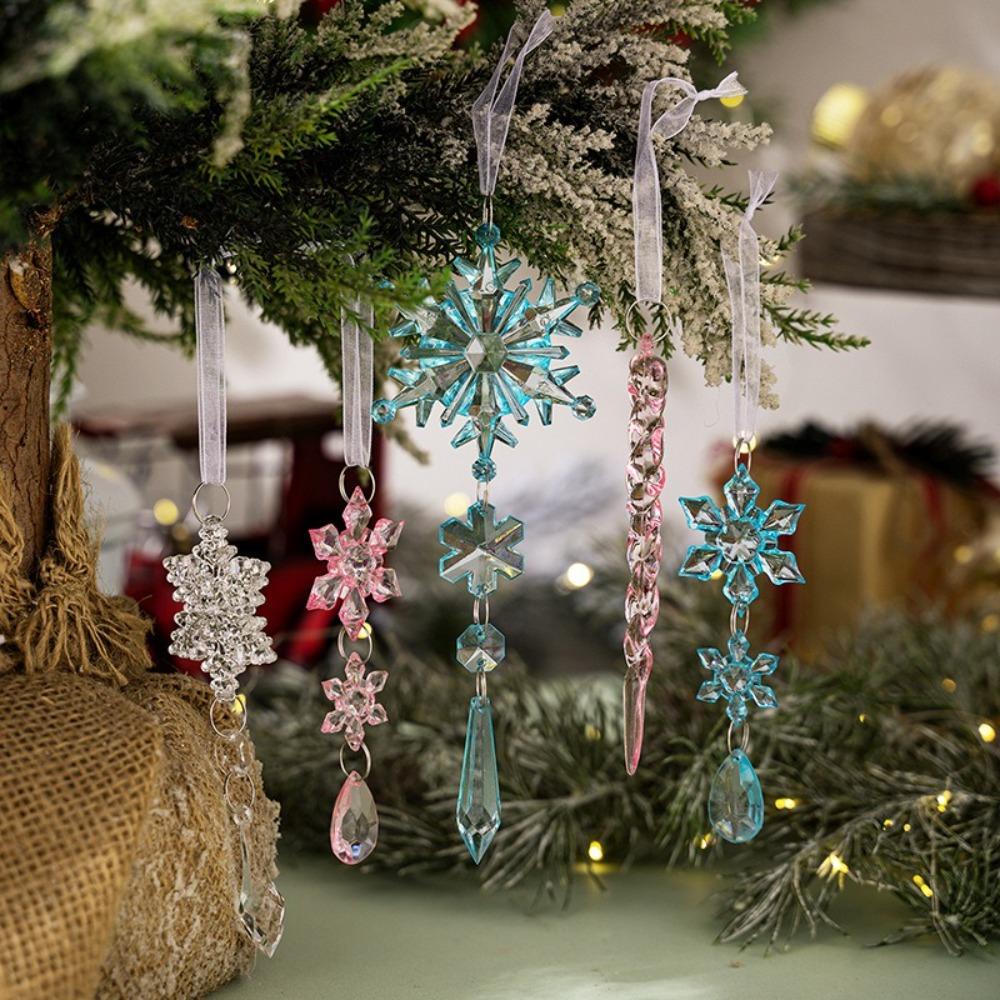 5PCS Acrylic Christmas Gifts Pendant Transparent Ice Cone Christmas Decorations