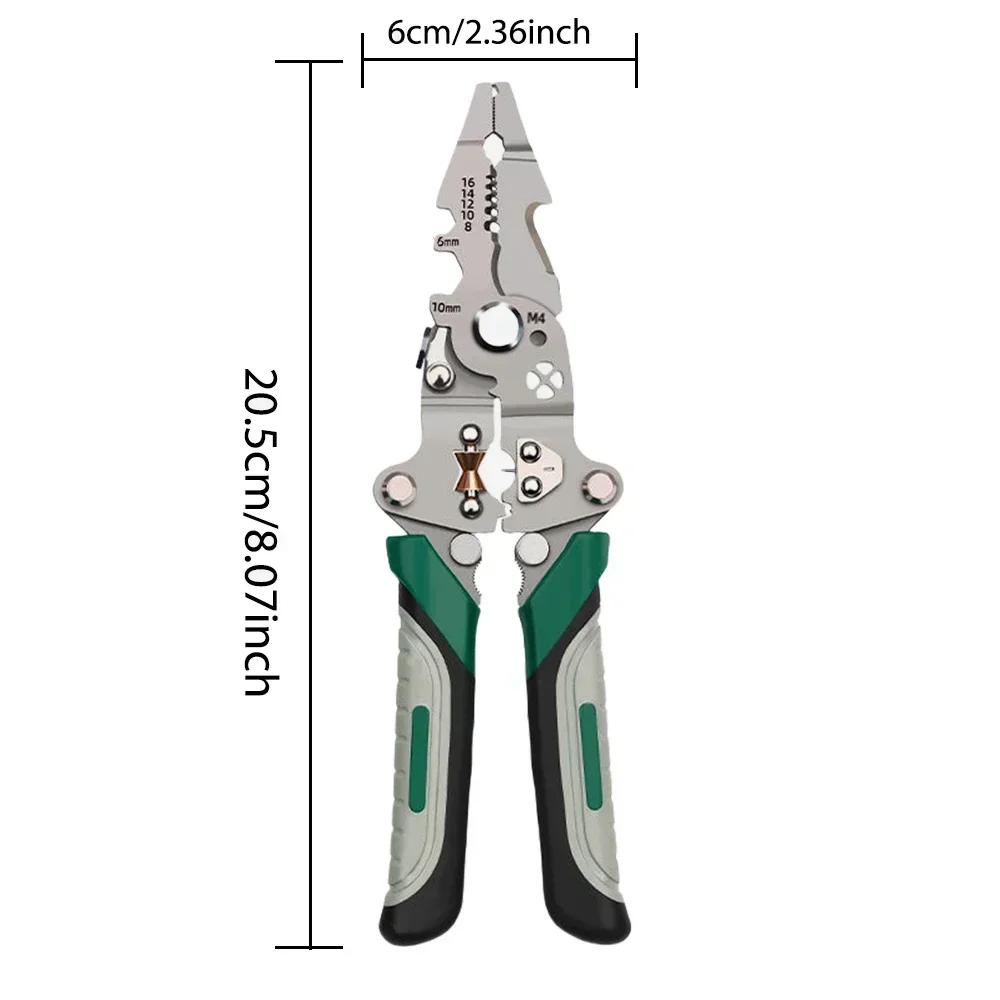 Multi Functional Foldable Electrician Specific Wire Cutting Pliers Electrician Wire Stripper Wire Splitting and Pressing Plier синий