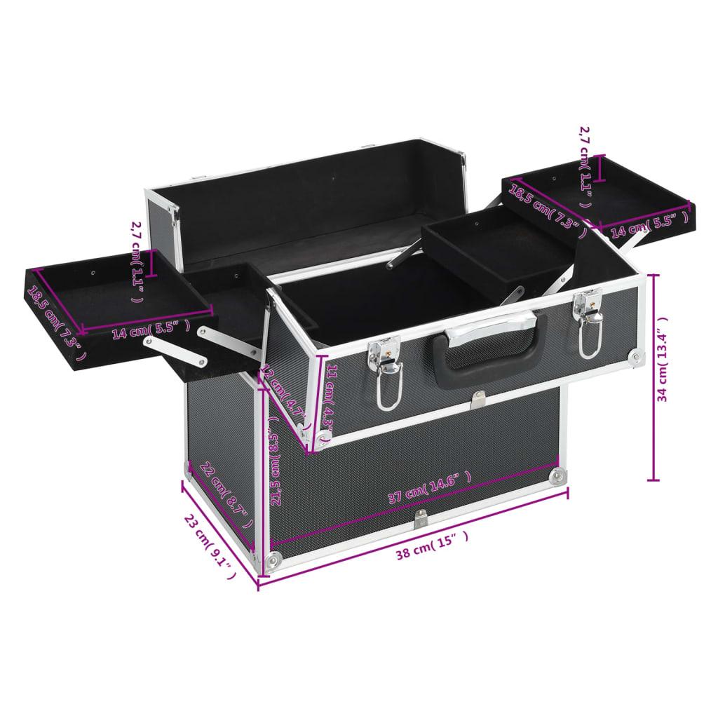 Cosmetic Case 38 X 23 X 34 Cm Black Aluminum