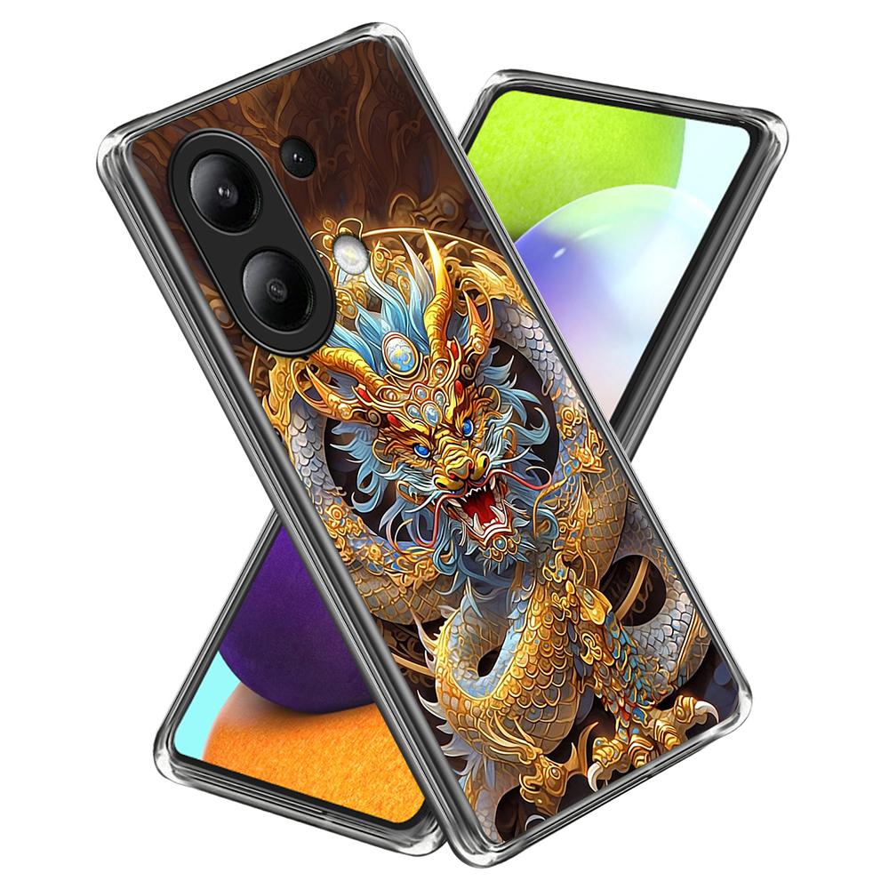 

For Xiaomi Redmi Note 13 4G Case Pattern Printed IMD Shockproof TPU Phone Cover Loong