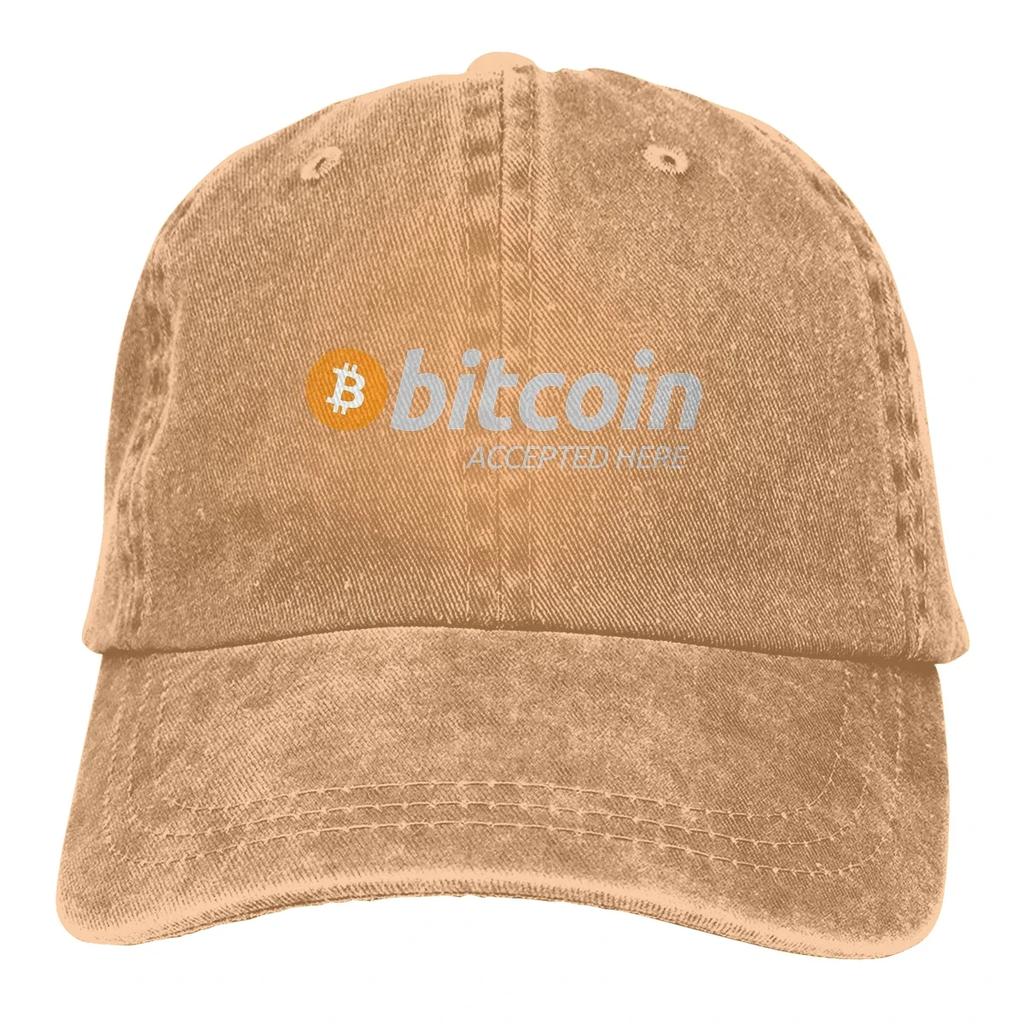 Pure Color Dad Hats Accepted Here BTC Womens Hat Sun Visor Baseball Caps Bitcoin Cryptocurrency Miners Meme Peaked Cap
