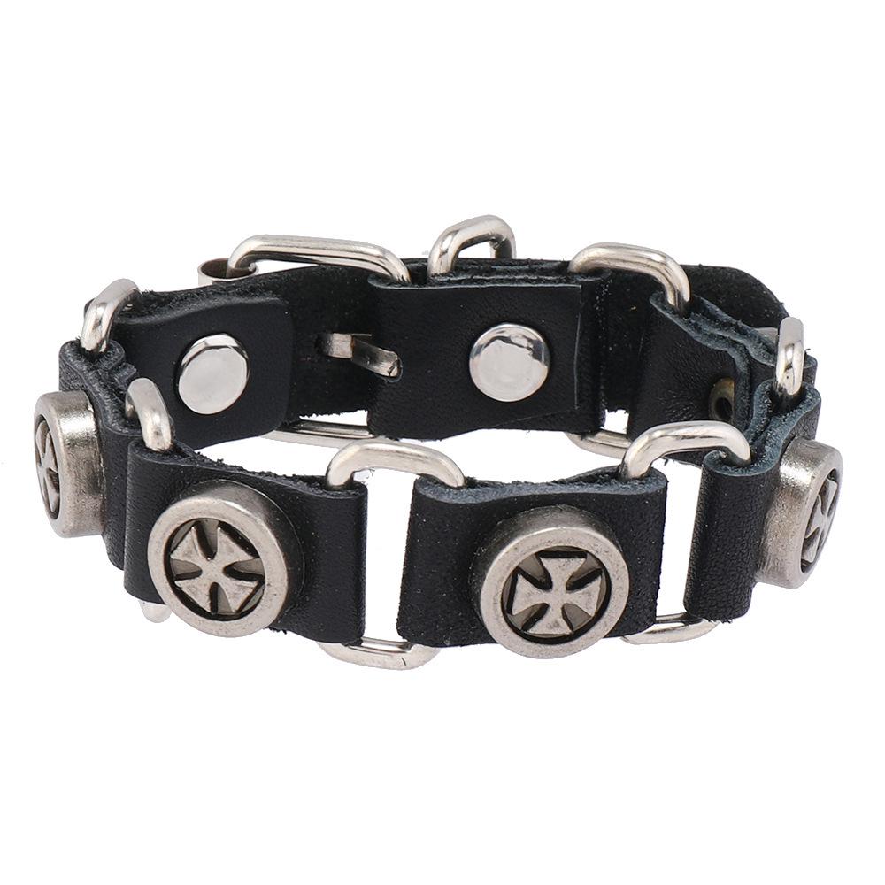 Skull Leather Punk Bracelet: European & American Trend, Cowhide Chain, Bold Hip Hop Style