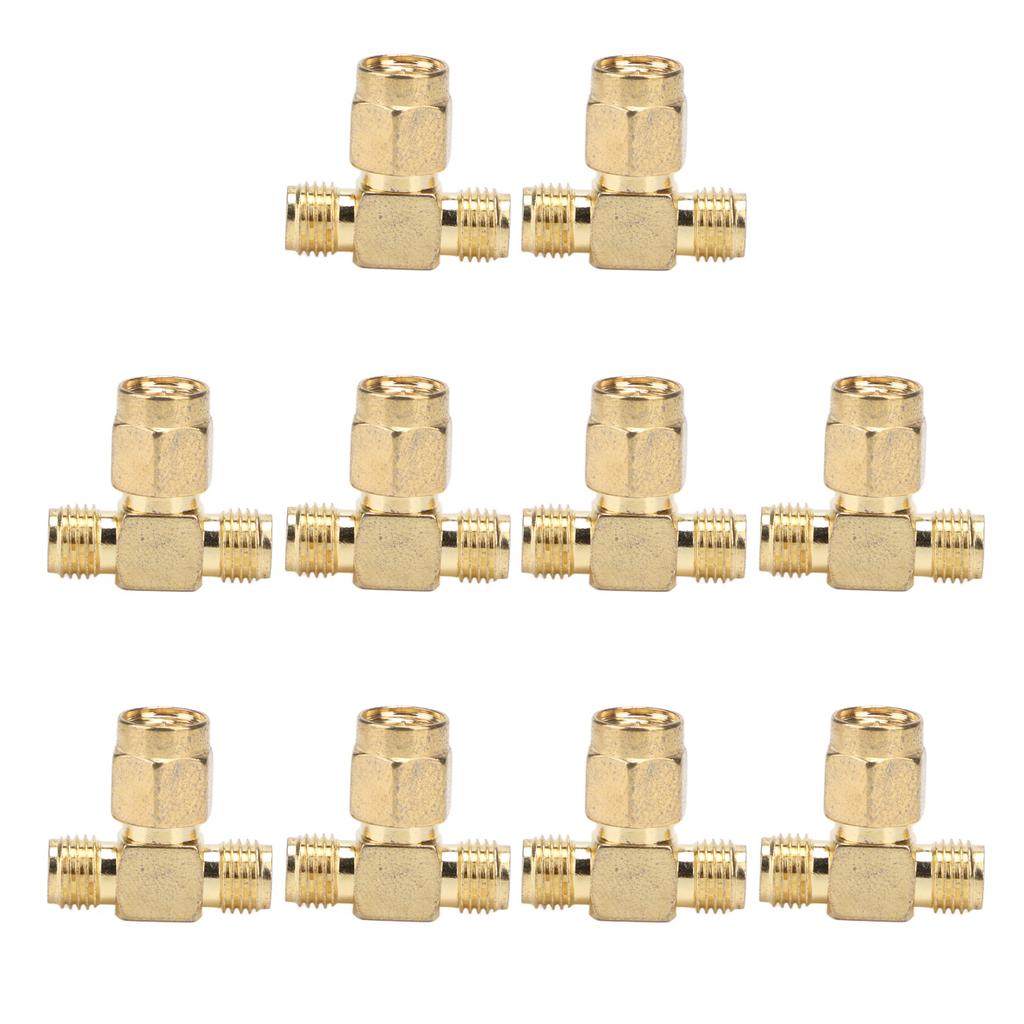10 Pcs SMA Tee Adapter Wide Bandwidth OFC Radio Frequency Adapter SMA Coax Connector for GPS System
