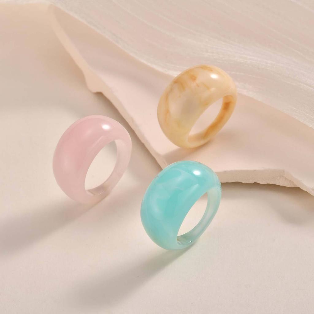 Harzringe, Breite Dicke Kuppel Knöchel Finger Stapelbare Gelenkringe für Damen, Retro Acryl Transparent Vintage Schmuck