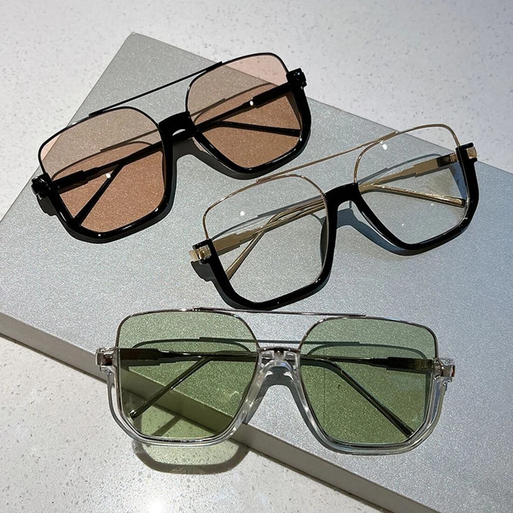 Fashion Vintage Oversize Square Sunglasses Women Men UV400 Shades Eyewear Trendy Ins Popular  Design Sun Glasses