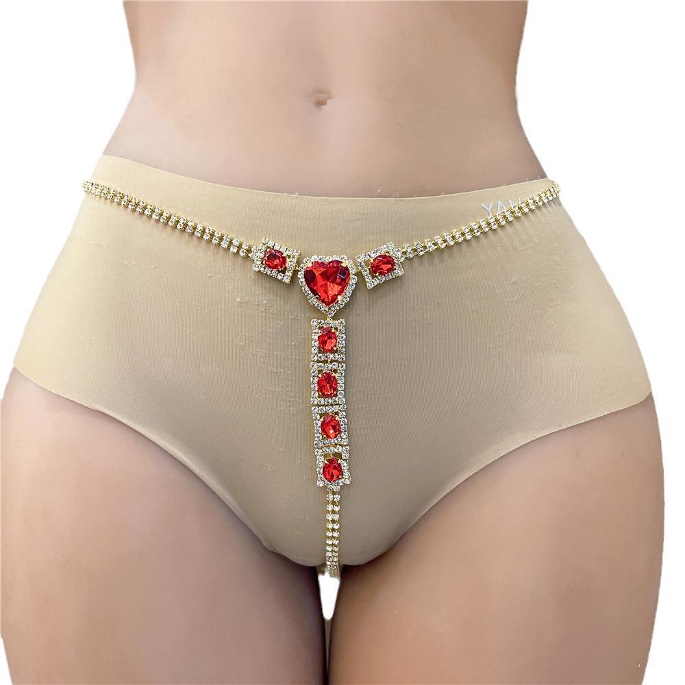 European And American New Red Love Waist Chain Fashionable Sexy Beach Thong Chain European Beautiful Woman Body Chain