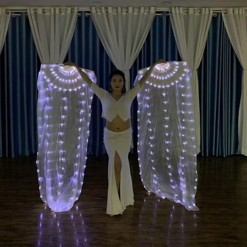 Ventaglio da Palco Classico Multicolore Lungo Ventaglio di Seta Ventaglio Luminoso da Danza Halloween