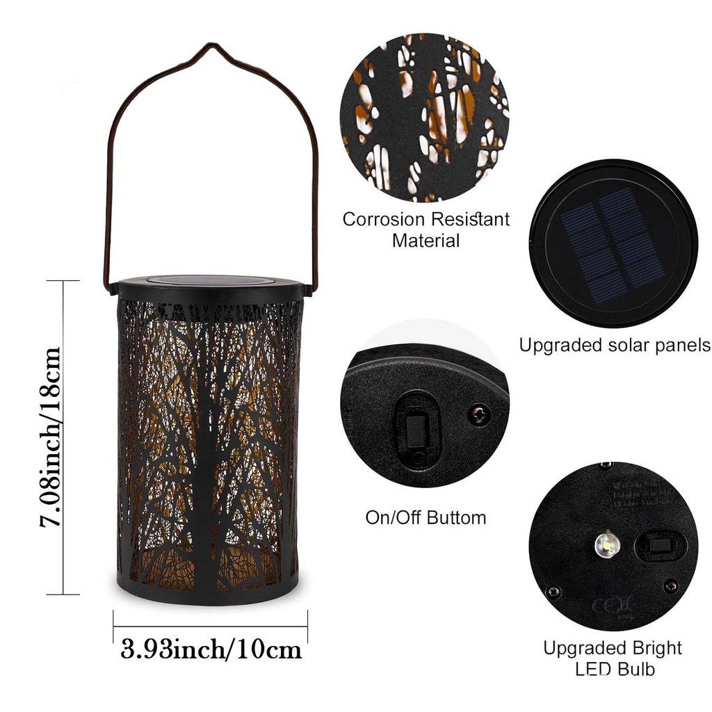 Best-Selling Waterproof Solar Lantern - Retro Iron Art Tree of Life Design for Outdoor & Garden Hanging
