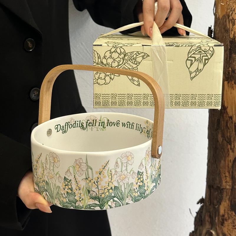 Green Lily of the Valley Mug Ceramic Coffee Cup Saucer Set Gift Box Girls Birthday Gift Mid-Autumn Festival Souvenir