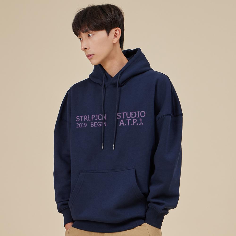 Ap Studio Begin Oversized Wide Shoulder Hoodie_Navy