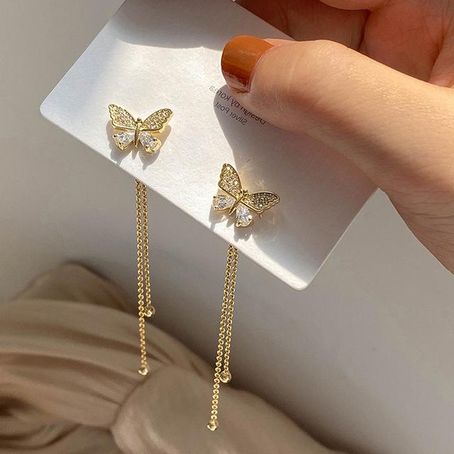 Long Crystal Tassel Gold Silver Dangle Earrings for Women Wedding Drop Earring Jewelry Gifts