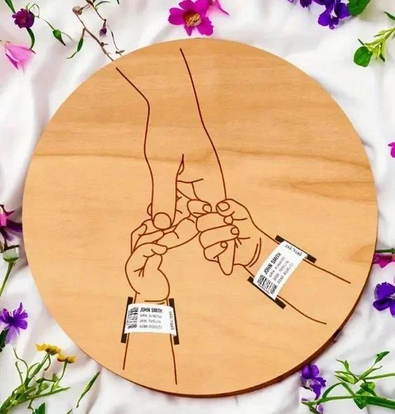 

Newborn Baby Birth Hospital Bracelet Wristband Holder Baby Gifts For Mothers Day Maternity Bracelet Engraved Keepsake Pregnants 15cm&Wooden