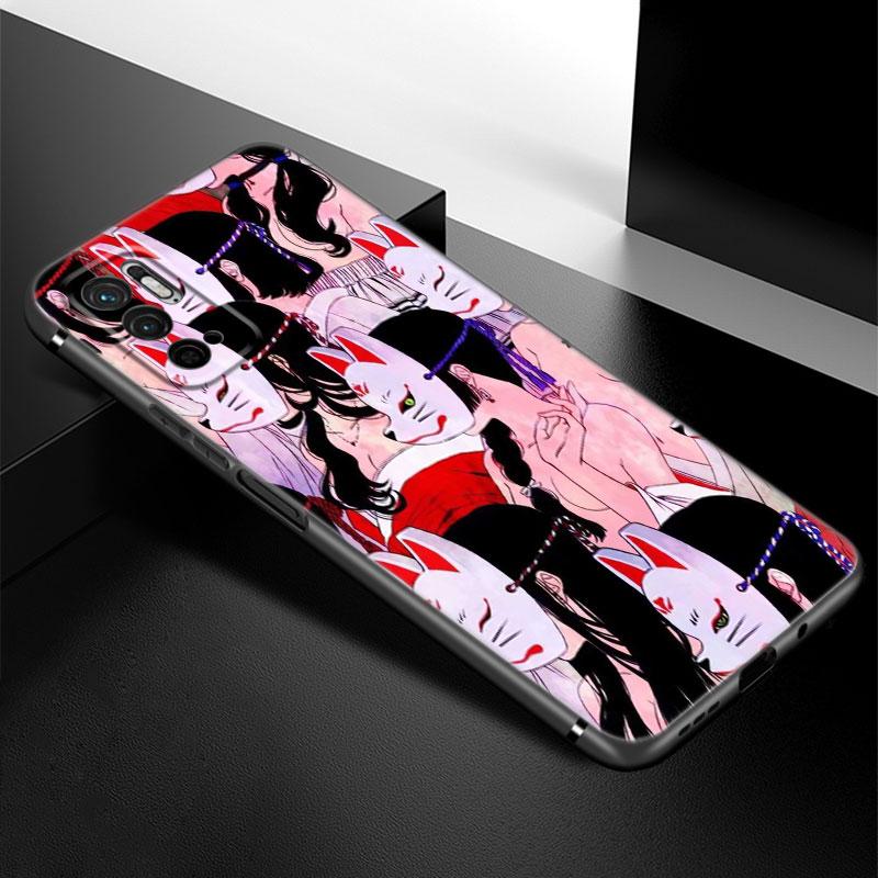 Anime-Telefonkasten im japanischen Stil für Xiaomi Redmi Note 7 8 9 10 Lite 11 11E 11T 12 Pro 11S 4G 10T 5G 8T 9S 10S TPU-Schwarzabdeckung