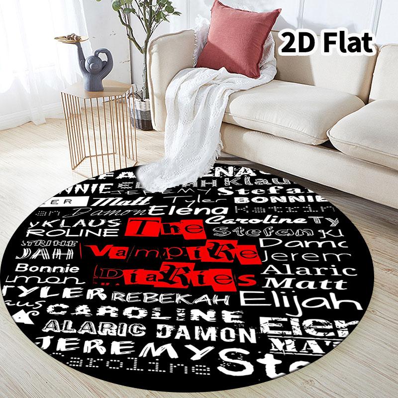 The Vampire Diaries Round Area Rug Carpet Rug For Living Room Bedroom Sofa Playroom Decor Nonslip Floor Mat