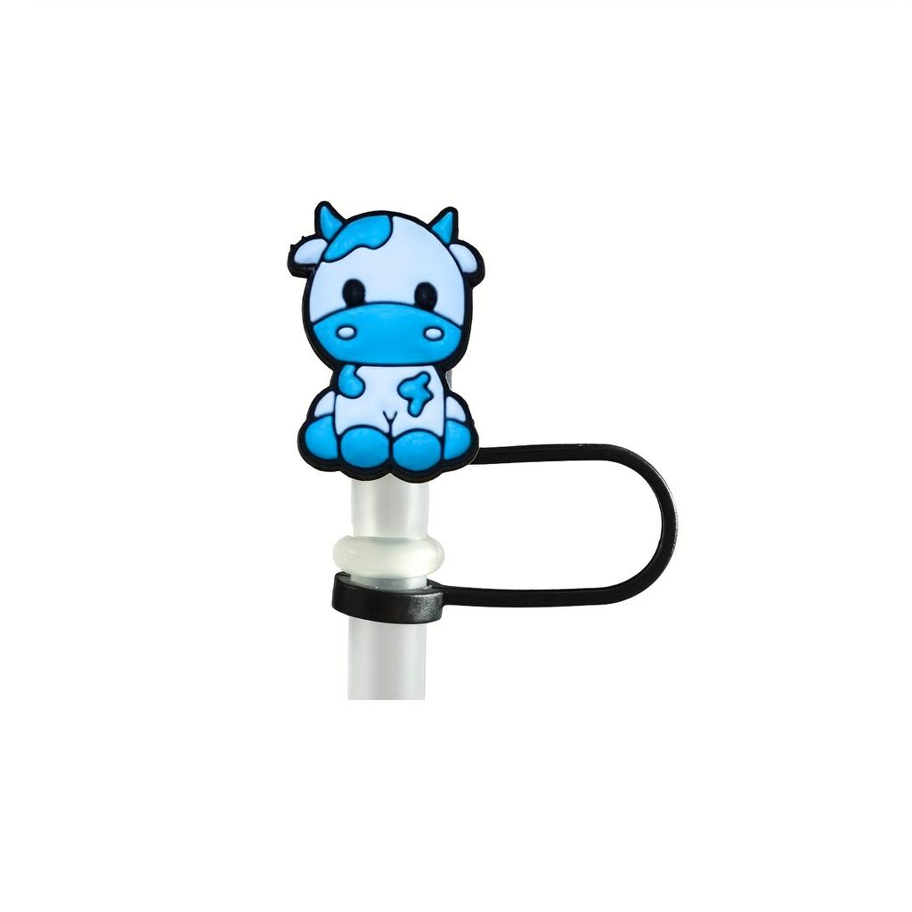 10Pcs Cow Straw Tips Cover, Straw Covers Cap For Tumblers, Cartoon Cow Reusable Drinking Straw Toppers, Drinking Straw Plugs, Kitchen Accessaries