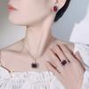 Wind Jewelry Set, Ruby Necklace, Ring Stud Earrings, Red Corundum Will Change Color, High-End Light Luxury Fashion Women