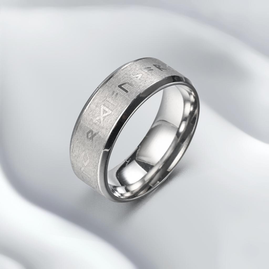Lover 8cm Rust-Proof Stainless Steel Viking Letter Ring