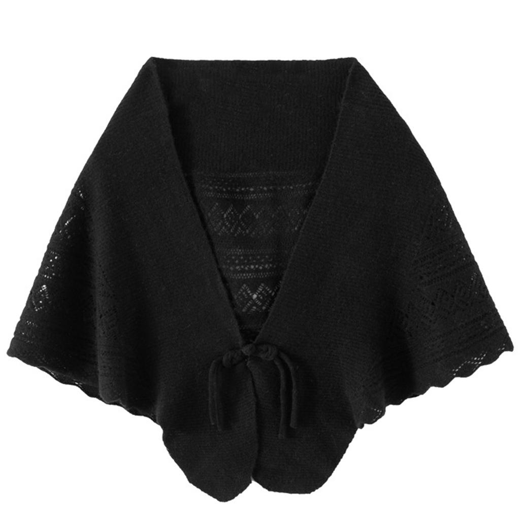 Ladies' Fashionable Cashmere Shawl With Hollowed Out Knitted Western-style Button Scarf For Warmth, Small Cape