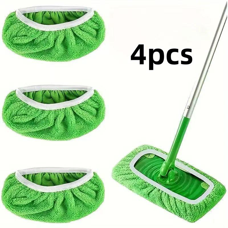 4pcs washable ultra-fine fiber mop pad, multifunctional wet and dry floor cleaning cloth, suitable for wet and dry floor clean светло-зеленый