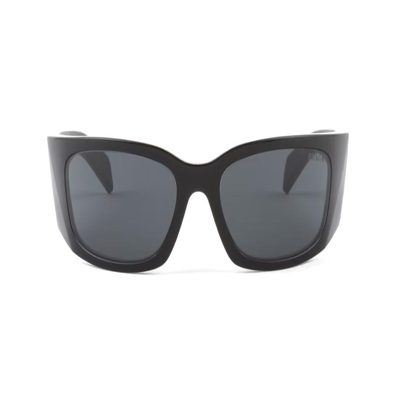 Prada Temple Logo Rectangular Sunglasses Men's Black Black 60 in original box and bag
