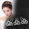 U-shaped Pearl Flower Hairpin Stick Metal Crystal Flower Hair Fork Rhinestone Hair Clip  Wedding