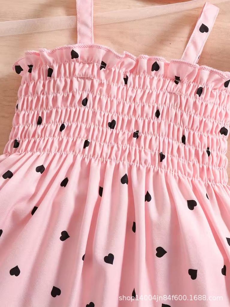 Toddler Girl Heart Smocked Dress and Hat Set Kids Beach Wear