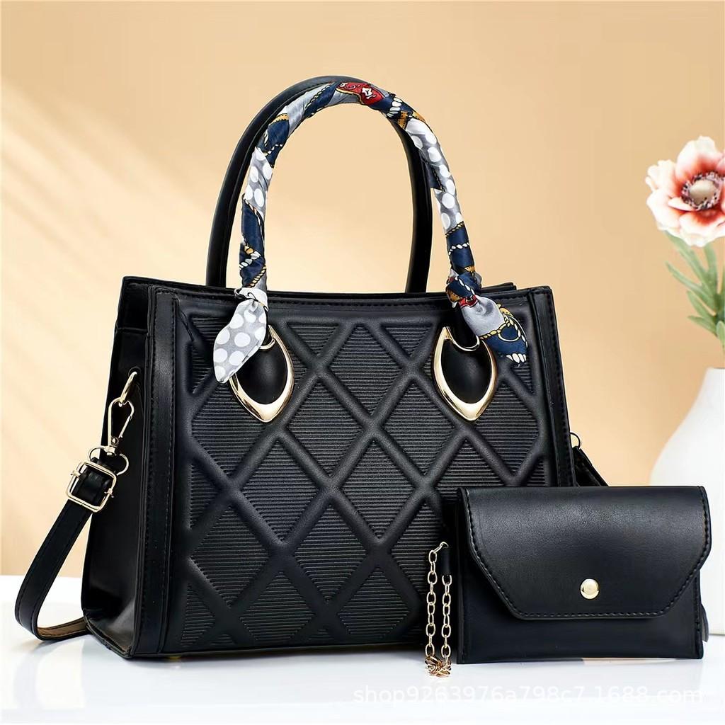Luxurious Two Piece Set Stylish Handbag And Crossbody Bag For Women In Burgundy Khaki Green Black Pink And Yellow