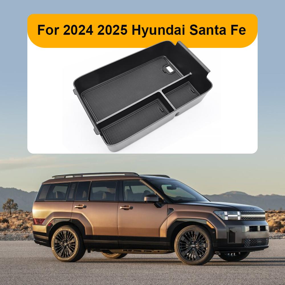 For 2025 2025 Hyundai Santa Fe Center Console Organizer Armrest Storage Lower Console Organizer Storage Tray Drink Holders