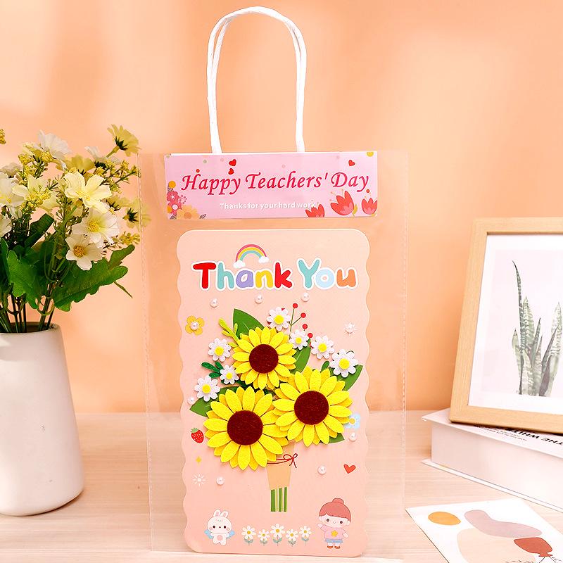 2024 Handmade DIY 3D Flower Bouquet Greeting Card – Premium Children s Gift for Women s Teacher s Day