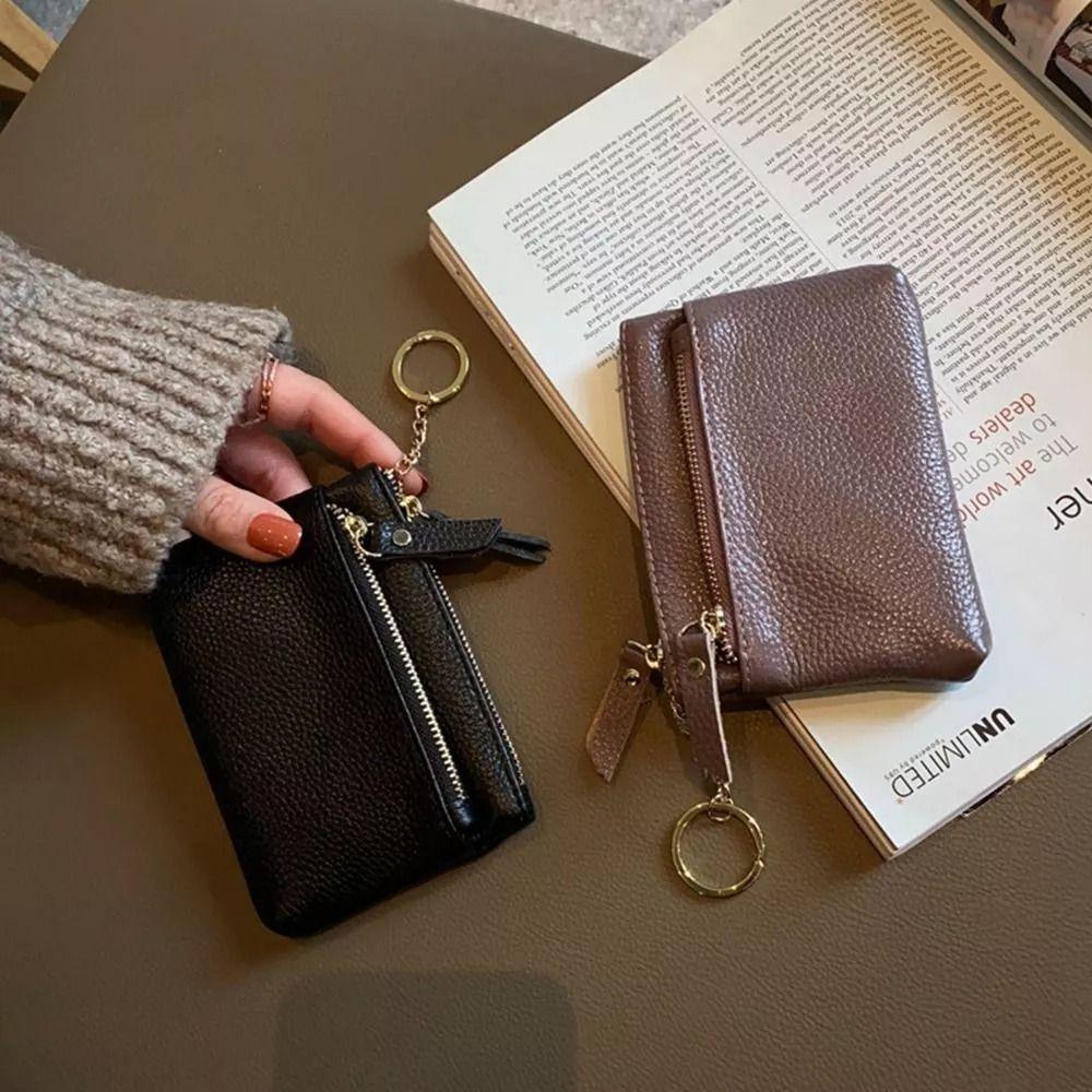 

Простой кошелек для монет, сумка для карт из натуральной кожи, портативные кожаные кошельки