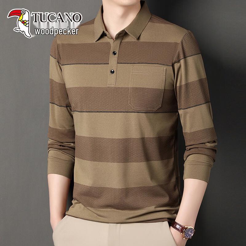 

TUCANO Men s Striped Business Casual Long-Sleeve Polo Shirt XXXL