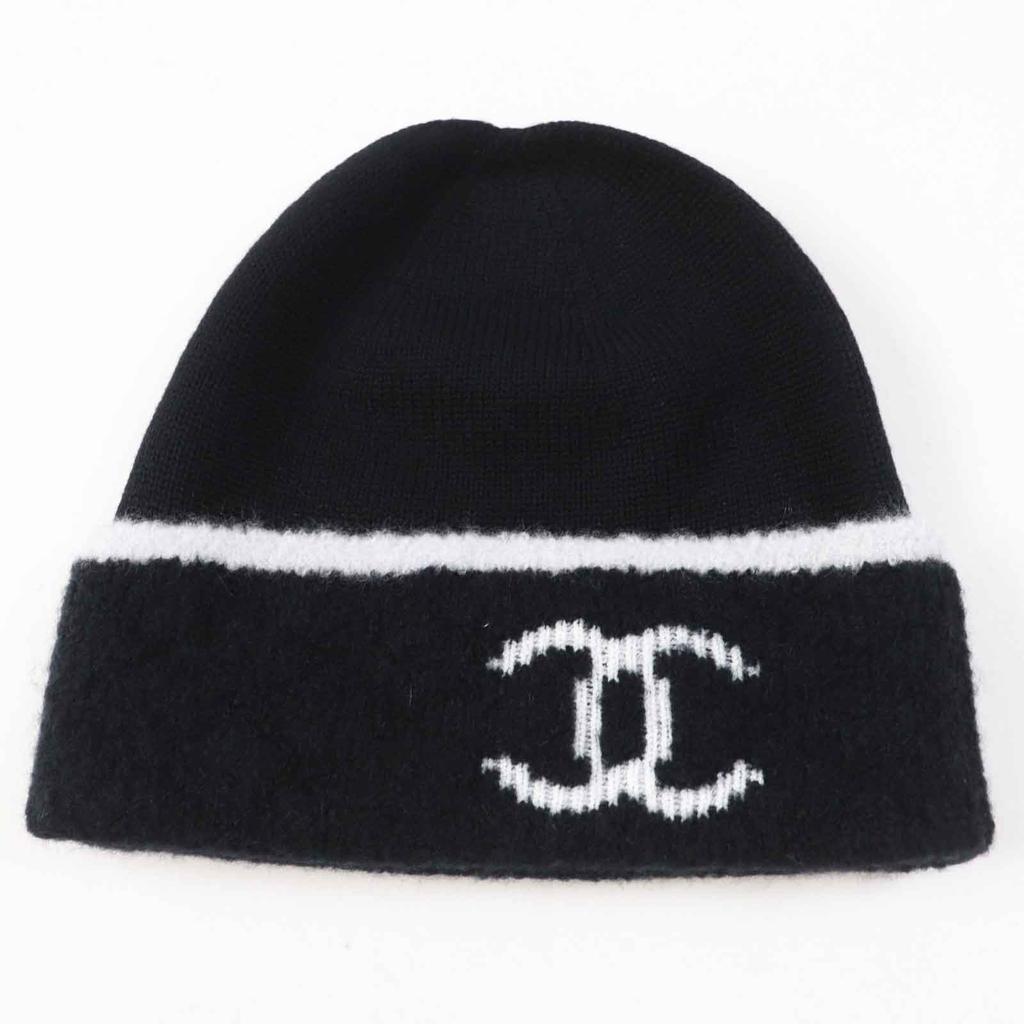 Pristine CHANEL gloves COCO Mark Bicolor Black White wool Women Used