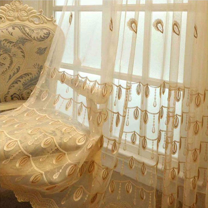 Ekran okienny Haftowany ekran okienny Fioletowy Szary Żółty Gaza Salon Sypialnia Balkon Zasłona zaciemniająca