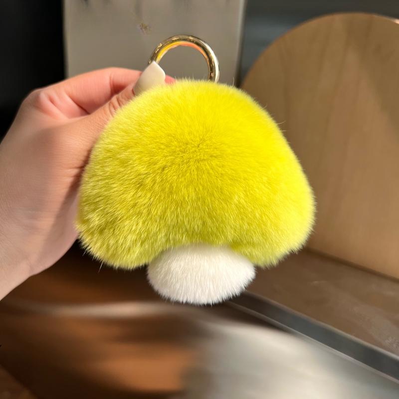 [Ciupercuță drăguță] Păr real de iepure Rex breloc de mașină pandantiv ins celebritate pe internet pompon de păr pandantiv pentru geantă de cărți